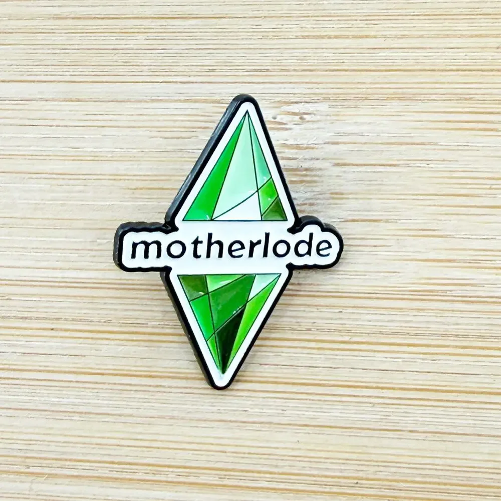 Sims Inspired Motherlode Enamel Pin Video Game Nostalgia Gamer Retro Green